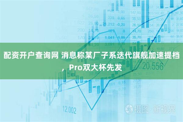 配资开户查询网 消息称某厂子系迭代旗舰加速提档,Pro双大杯先发